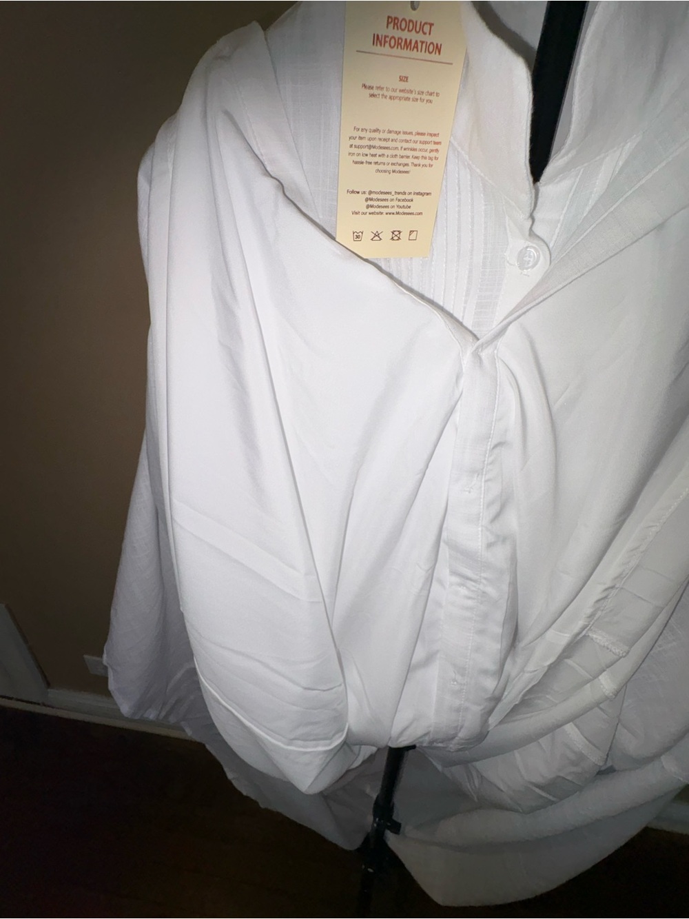 Modesees White Button-Front Long Sleeve Maxi Dress - Picture 7 of 10